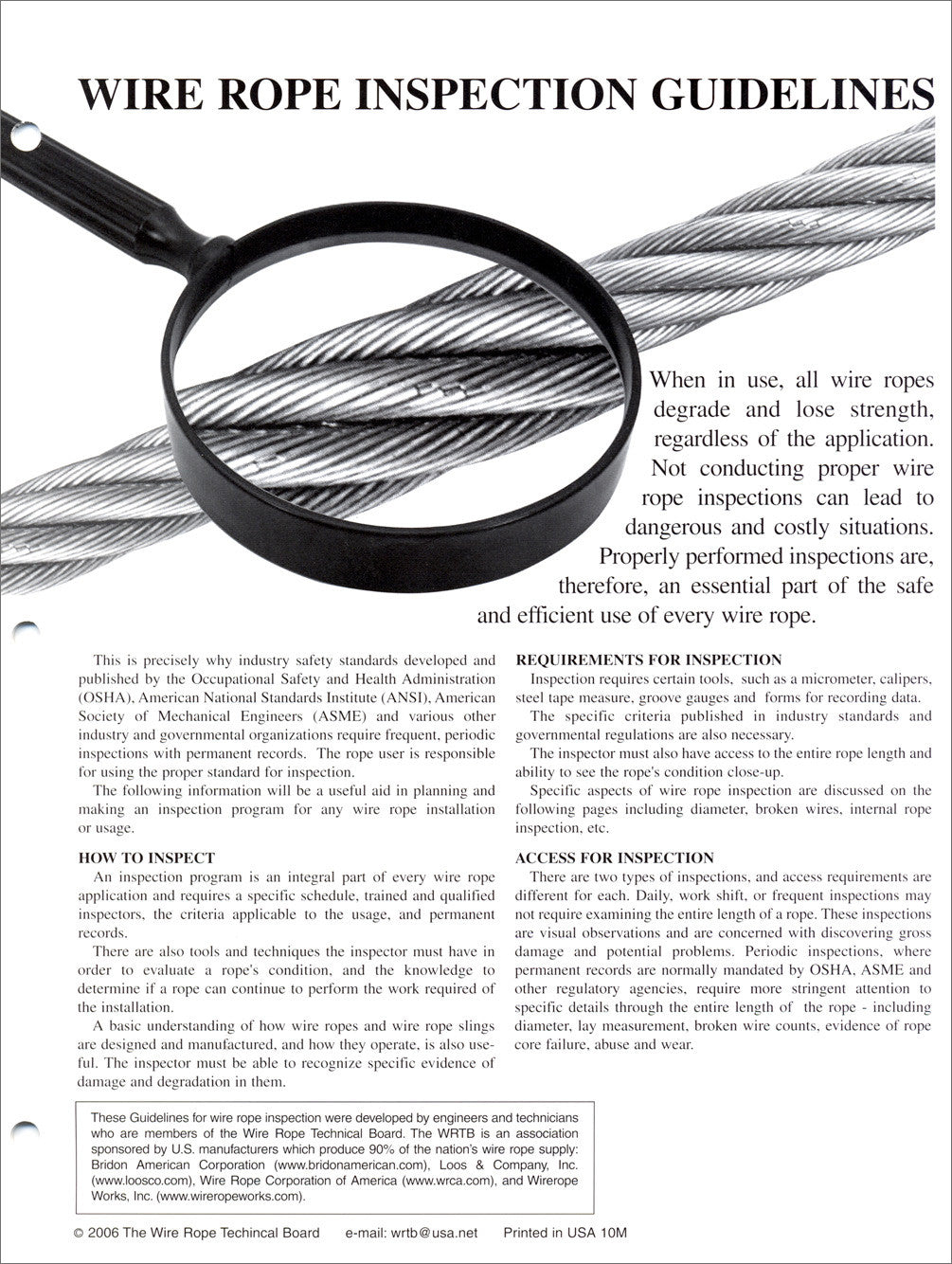 Wire Rope Inspection Guidelines (25/pack)
