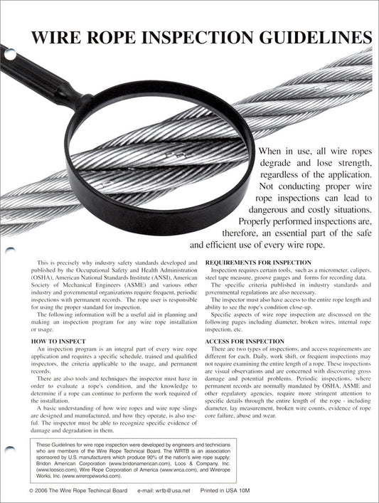 Wire Rope Inspection Guidelines (25/pack)
