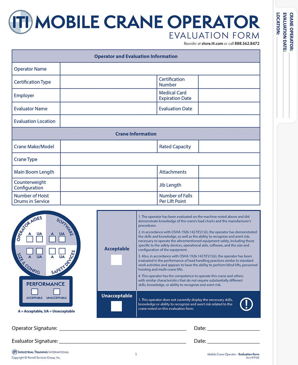 Mobile Crane Operator Evaluation Form
