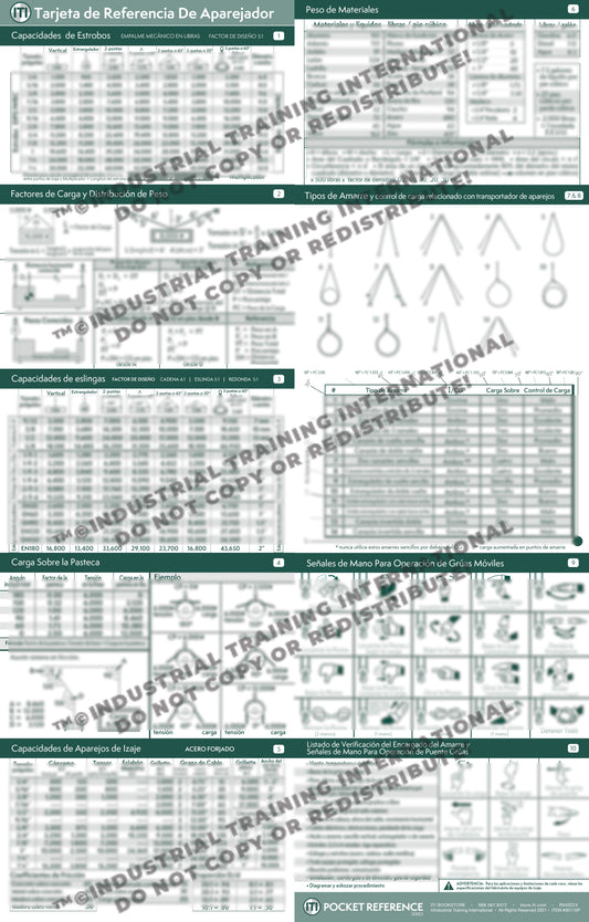 Journeyman Rigger Reference Card (Spanish)