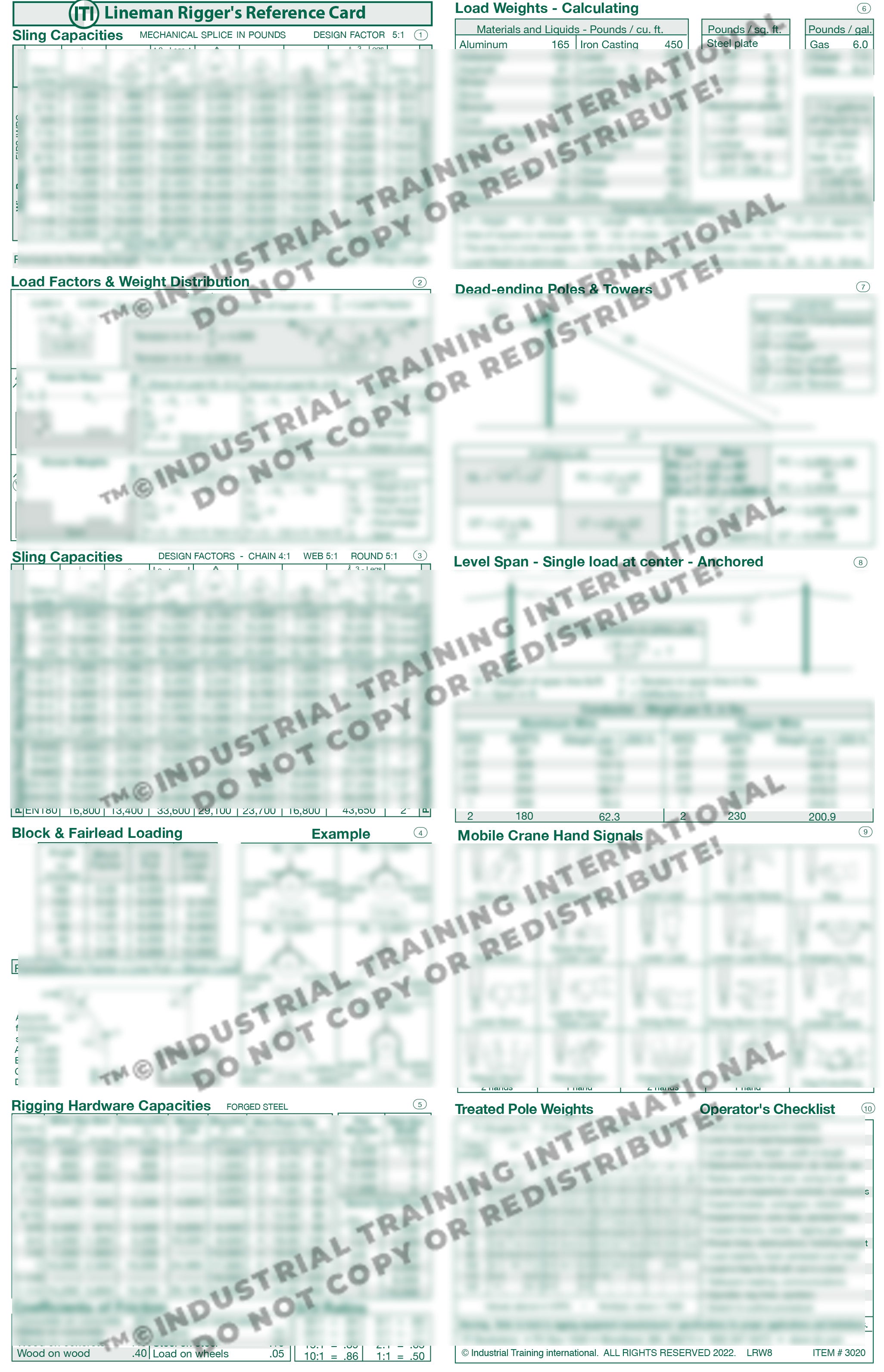 Lineman Rigger Reference Card (Wallet Size) – ITI Bookstore