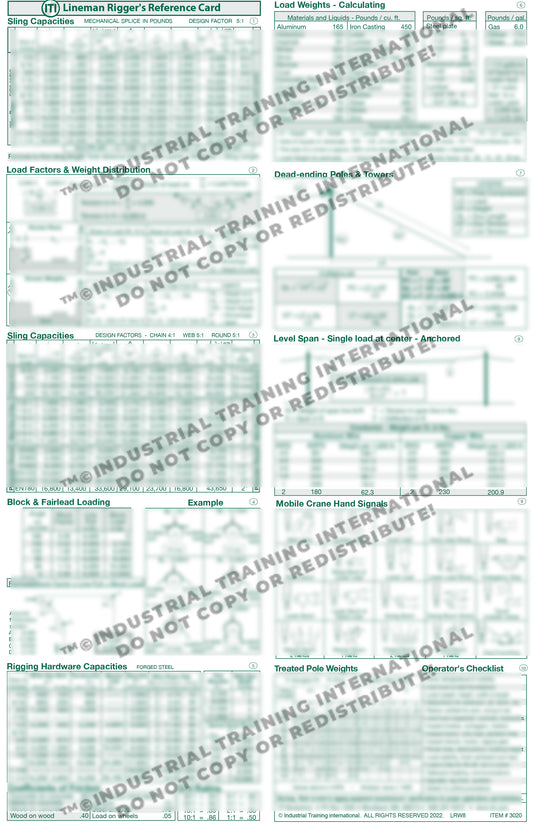 Lineman Rigger Reference Card (Wallet Size)