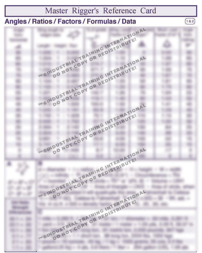 Master Rigger Reference Card (Wallet Size)