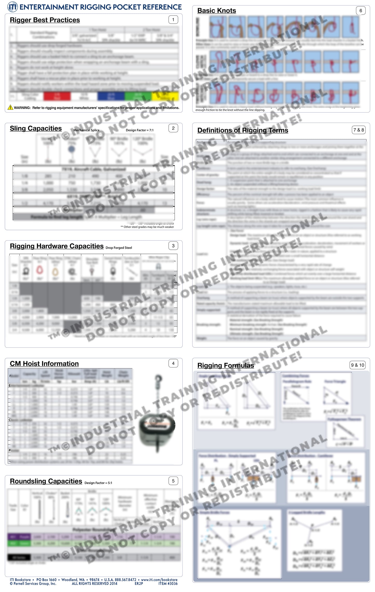 Entertainment Rigging Reference Card