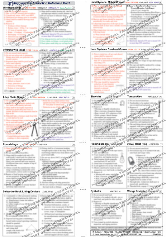 Rigging Gear Inspection Reference Card (Wallet Size)