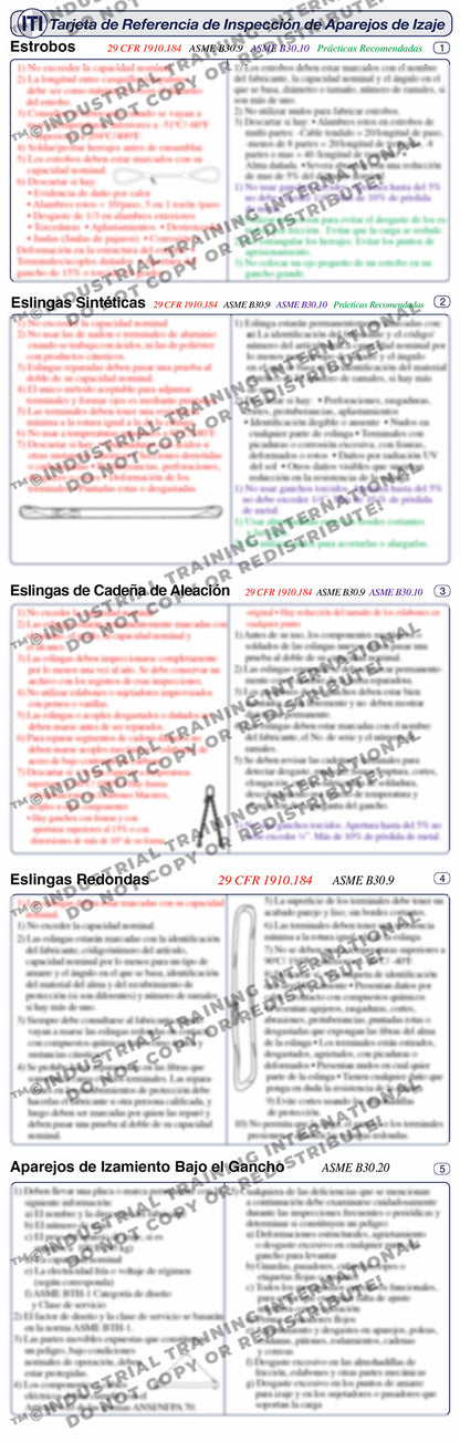 Rigging Gear Inspection Reference Card (Spanish)