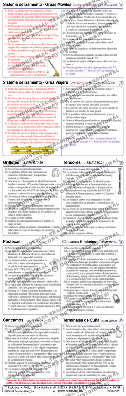 Rigging Gear Inspection Reference Card (Spanish)