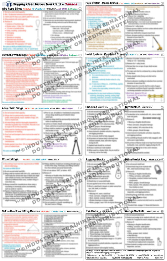 Rigging Gear Inspection Reference Card (Canada)