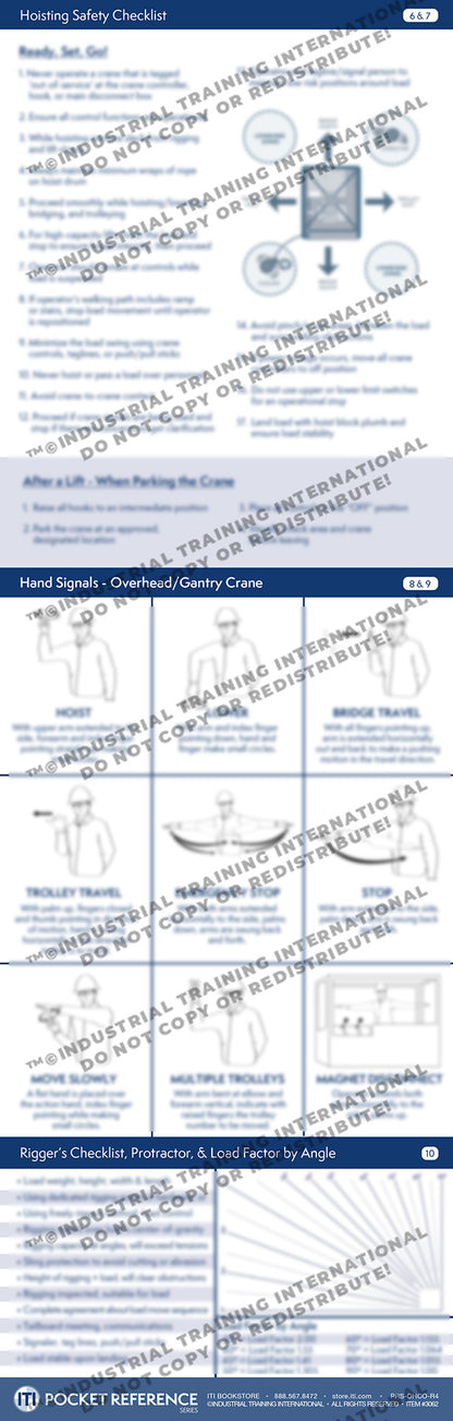 Operator Reference Sheet Overhead Crane Operator Reference Card – ITI Bookstore