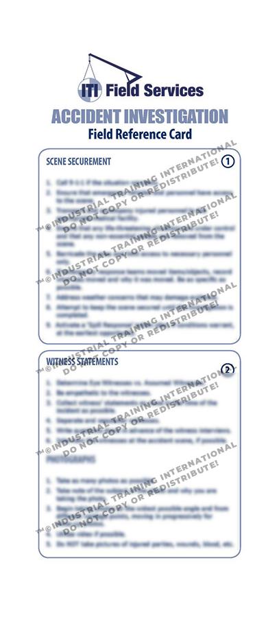 Accident Investigation Field Reference Card