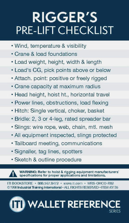 Overhead & Gantry Crane Hand Signal Cards (Wallet Size)