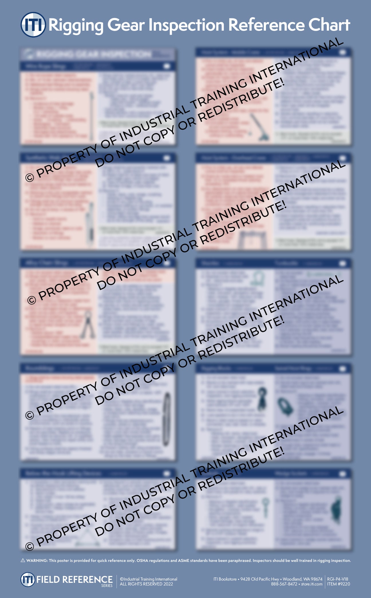 Rigging Gear Inspection Reference Chart (Poster) – ITI Bookstore
