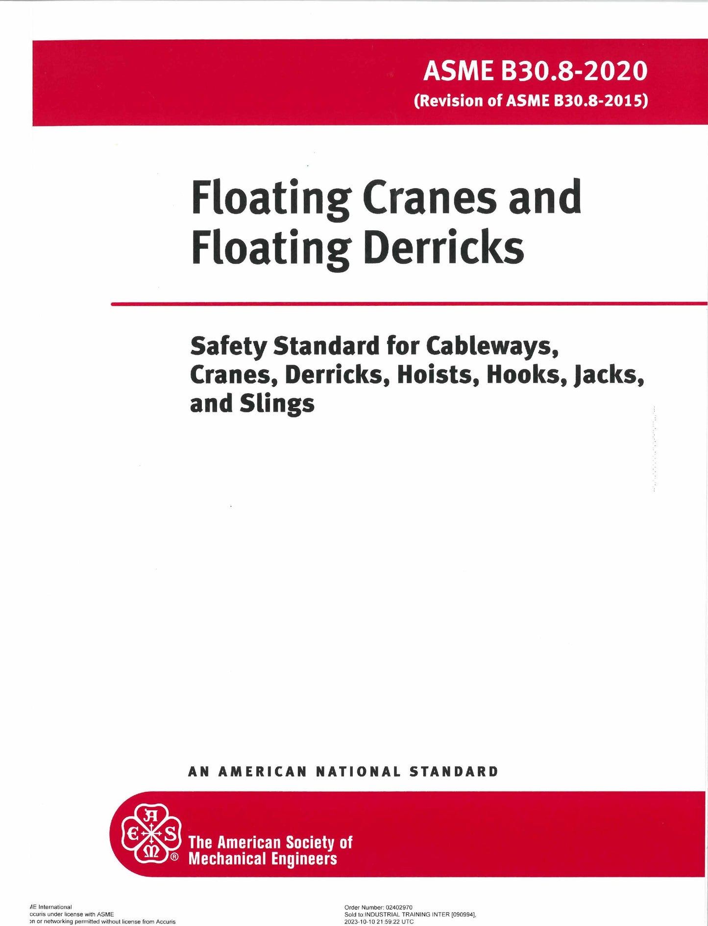 B30.8 Floating Cranes & Floating Derricks