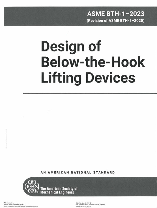 BTH-1 Design of Below-the-Hook Lifting Devices