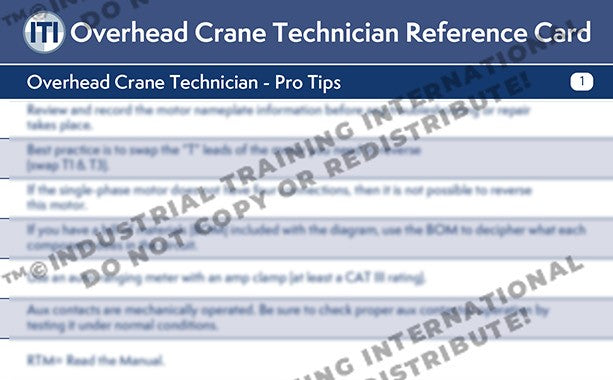 Overhead Reference Overhead Crane Technician Reference Card – ITI Bookstore