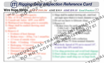 Rigging Gear Inspection Reference Card (Wallet Size)