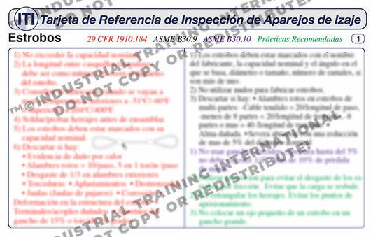 Rigging Gear Inspection Reference Card (Spanish)