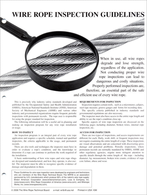 Wire Rope Inspection Guidelines (25/pack) – ITI Bookstore
