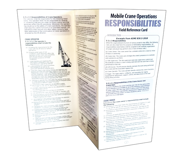 Mobile Crane Operations Responsibilities Card (ASME B30.5)