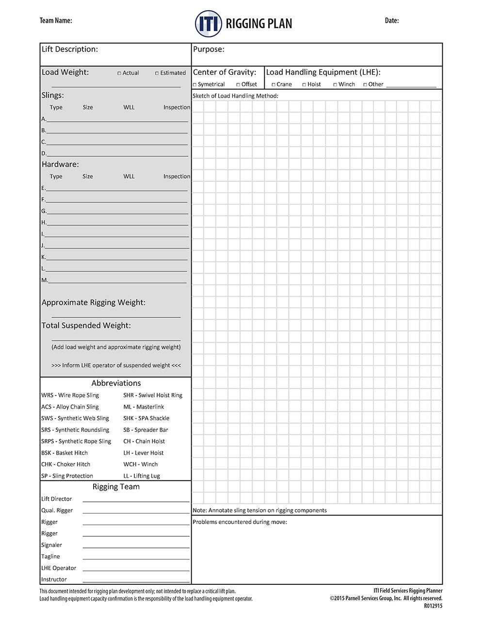 Rigging Plan (Lose Leaf Sheets)