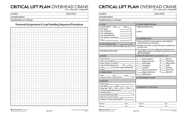 Critial Lift Plan - Overhead Crane