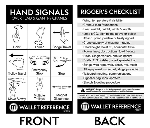 Overhead & Gantry Crane Hand Signal Cards (Wallet Size)