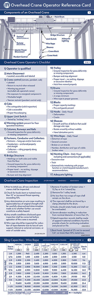 Operator Height Reference Overhead Crane Operator Reference Card – ITI Bookstore