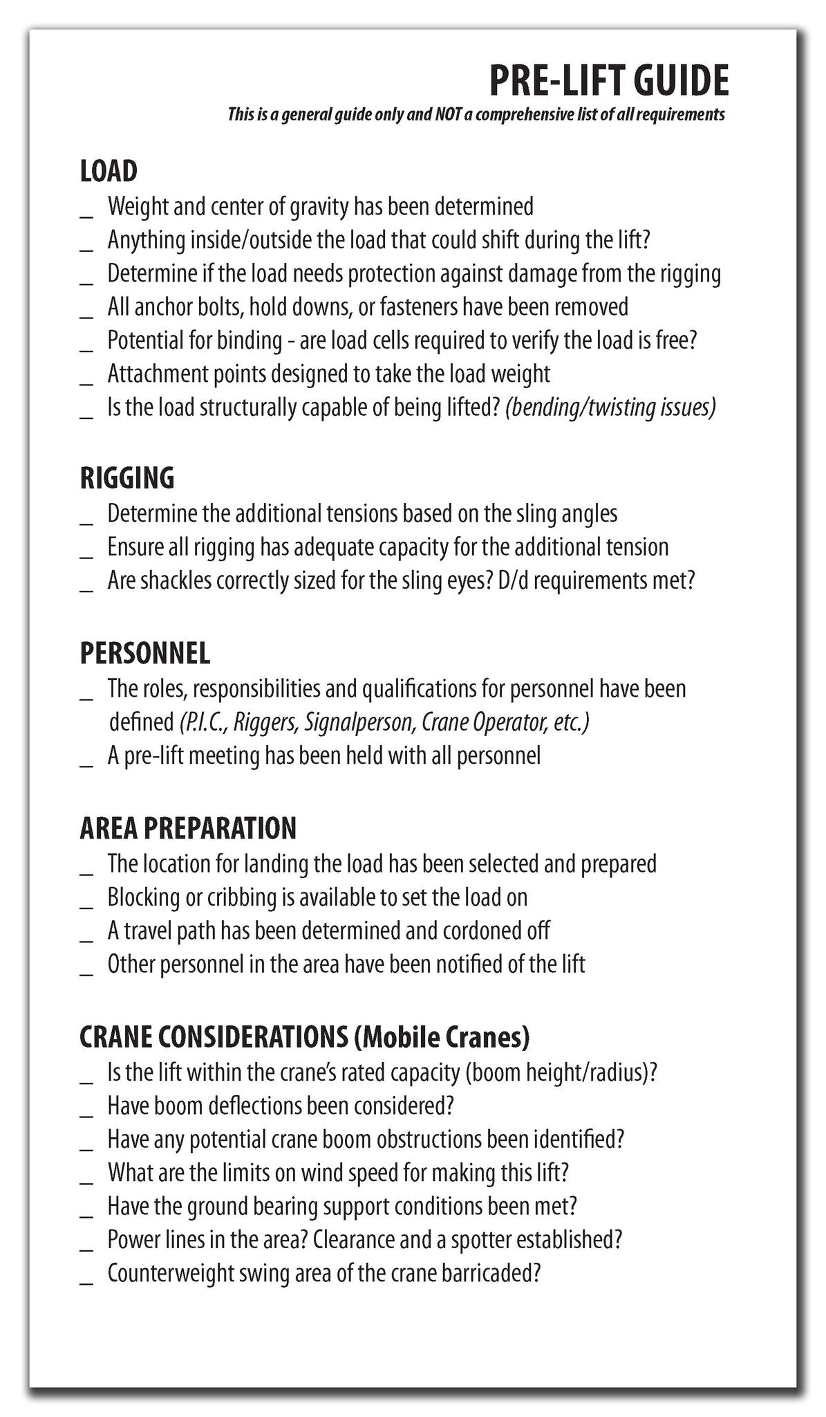 Heavy Rigging Booklet Rigging Pocket Guide - ITI Bookstore